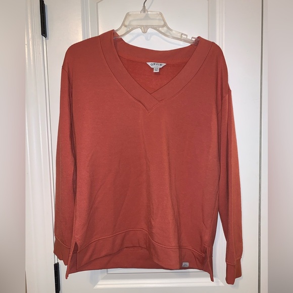 Orvis Orange V-Neck Sweater - Picture 1 of 4